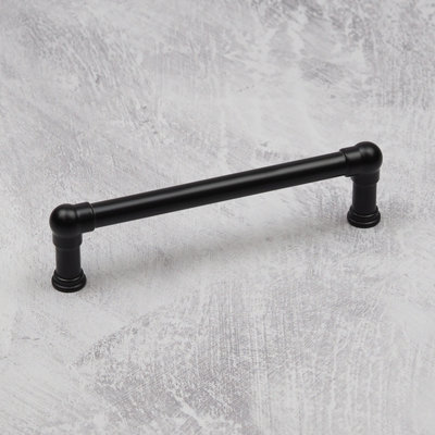 128mm Matt Black Cabinet Handle Kitchen Drawer Cupboard Industrial Pipe Pull