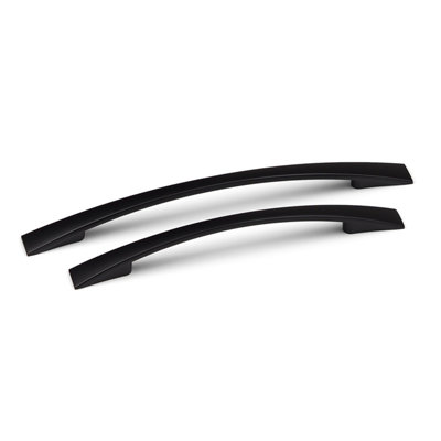 128mm Matt Black Cabinet Handle Slim Bow Cupboard Door Drawer Pull Dark ...