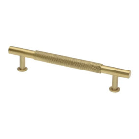128mm Satin Brass Textured Knurled Cabinet Handle Gold Door Drawer Pull Wardrobe Cupboard Furniture Replacement