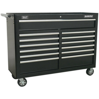 1290 x 465 x 1005mm 13 Drawer BLACK Portable Tool Chest Locking Mobile ...