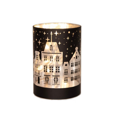 12cm Christmas Decorated Vase Led Deep Blue Glass Vase / Village Price Comparisons | Compare The Build