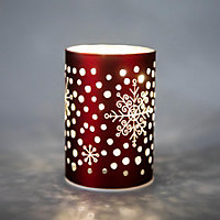 12cm Christmas Decorated Vase Led Red Glass Vase / Snowfall