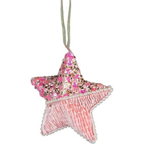 12cm Star Baby Pink - Christmas Hanging Decoration