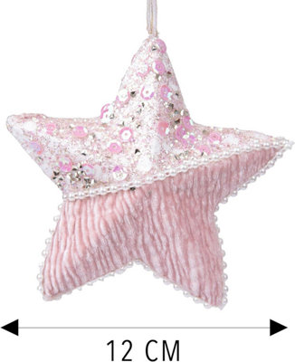 12cm Star Baby Pink - Christmas Hanging Decoration