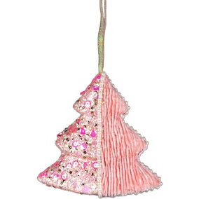 12cm Tree Baby Pink - Christmas Hanging Decoration