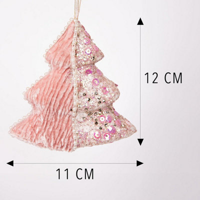12cm Tree Baby Pink - Christmas Hanging Decoration