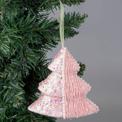 12cm Tree Baby Pink - Christmas Hanging Decoration - 4