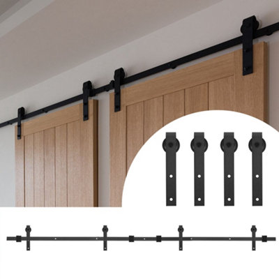 12FT Double Door Carbon Steel Barn Door Rail - 366cm Splicing Design