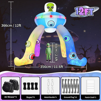 Halloween Inflatable Aliens - 12 Piece Set With Hanging Rope For Outdoor Yard Decor