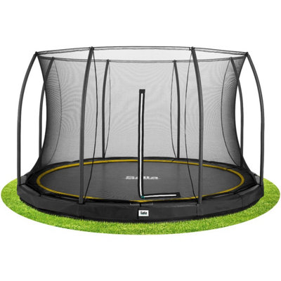 12ft Salta Black Comfort Edition InGround Round Trampoline with Enclosure