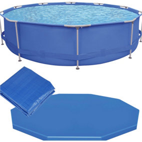 12ft Steel Frame Garden Swimming Pool Pump & Accessories Set - 76cm Deep Kids