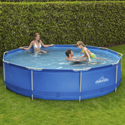 12ft Steel Frame Garden Swimming Pool Pump & Accessories Set - 76cm Deep Kids