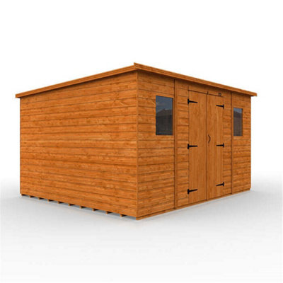 12ft x 10ft (3550mm x 2950mm) Horsforth Shiplap Pent Workman Shed with 2 Window (12mm Tongue and Groove Floor and Roof)