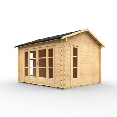 12ft x 10ft (3550mm x 2950mm) Horsforth "The Wyoming" 44mm Log Cabin With 4 Windows - 3
