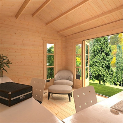 12ft x 10ft (3550mm x 2950mm) Horsforth "The Wyoming" 44mm Log Cabin With 4 Windows - 5