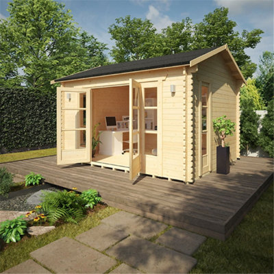 12ft x 10ft (3550mm x 2950mm) Horsforth "The Wyoming" 44mm Log Cabin With 4 Windows - 7