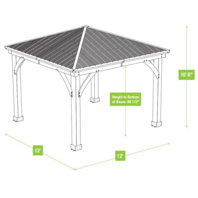 12ft x 12ft (3.7m x 3.7m) Meridian Gazebo with Wooden Bar Counter - 5