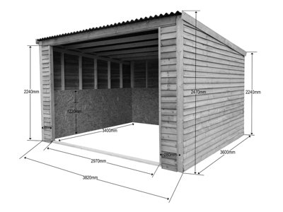 12ft x 12ft Open front mobile animal field shelter