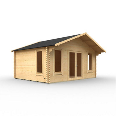 12ft x 18ft (3550mm x 5350mm) Horsforth "The New England" 44mm Log Cabin With 4 Windows