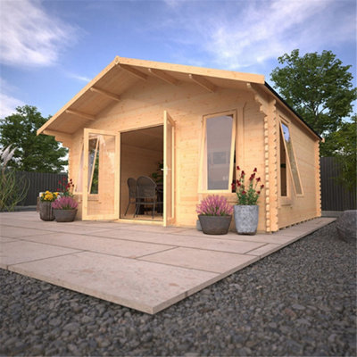 12ft x 18ft (3550mm x 5350mm) Horsforth "The New England" 44mm Log Cabin With 4 Windows - 7
