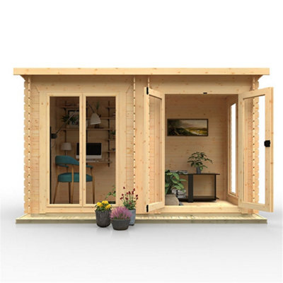 12ft x 6ft (3500mm x 1750mm) Horsforth "The Concord" 19mm Log Cabin with 4 Full Pane Windows - 3