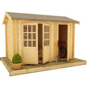 12ft x 8ft (3.65m x 2.43m) Storage 44mm Wooden Log Cabin (19mm Tongue and Groove Floor and Roof) (12 x 8) (12x8)