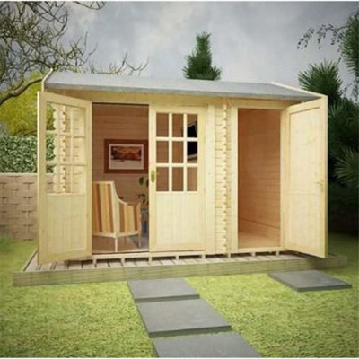 12ft x 8ft (3.65m x 2.43m) Storage 44mm Wooden Log Cabin (19mm Tongue and Groove Floor and Roof) (12 x 8) (12x8) - 3