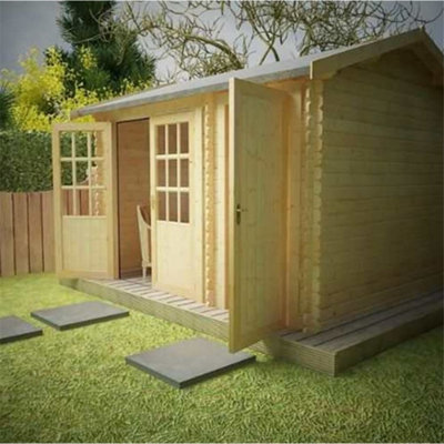 12ft x 8ft (3.65m x 2.43m) Storage 44mm Wooden Log Cabin (19mm Tongue and Groove Floor and Roof) (12 x 8) (12x8) - 4
