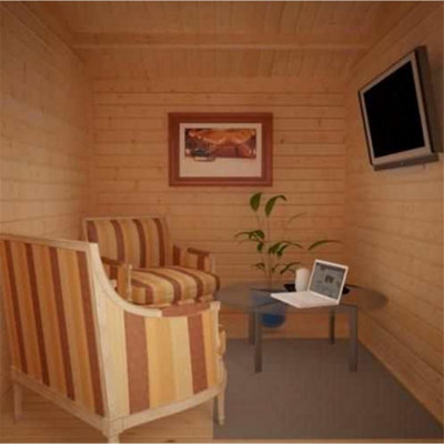 12ft x 8ft (3.65m x 2.43m) Storage 44mm Wooden Log Cabin (19mm Tongue and Groove Floor and Roof) (12 x 8) (12x8) - 7