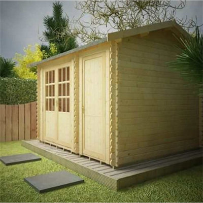 12ft x 8ft (3.65m x 2.43m) Storage 44mm Wooden Log Cabin (19mm Tongue and Groove Floor and Roof) (12 x 8) (12x8) - 8