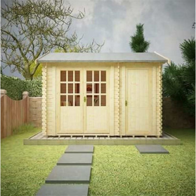12ft x 8ft (3.65m x 2.43m) Storage 44mm Wooden Log Cabin (19mm Tongue and Groove Floor and Roof) (12 x 8) (12x8) - 9