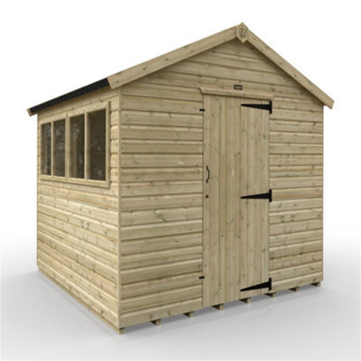 12ft x 8ft (3550mm x 2350mm) Horsforth Elite Pressure Treated Shiplap Apex Shed with 4 Windows