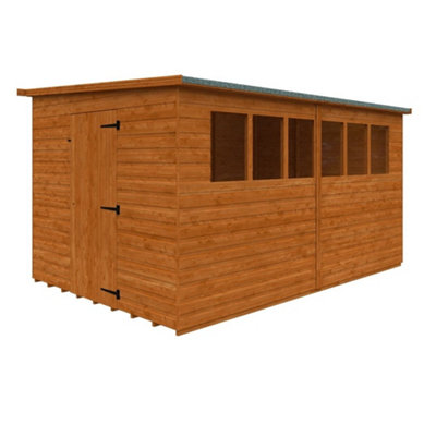 12ft x 8ft (3550mm x 2350mm) Horsforth Shiplap Lean-to Pent Shed with 6 Windows (12mm Tongue and Groove Floor and Roof)