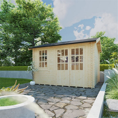 12ft x 8ft (3550mm x 2350mm) Horsforth "The Tallahassee" 28mm Log Cabin With 1 Window - 4