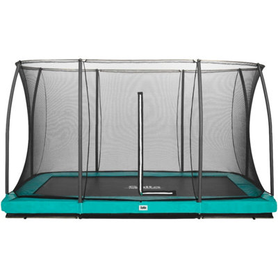 12ft x 8ft Salta Green Rectangular Comfort Edition Inground Trampoline with Enclosure