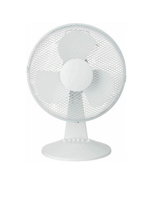 12inch Lightweight Desk Fan Portable 3 Speed Low Noise Oscillation Powerful Airflow Adjustable Tilt 3 Years Guarantee White