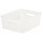 12L Cream Rattan Effect Storage Basket Tray Medium Plastic Curver Nestable