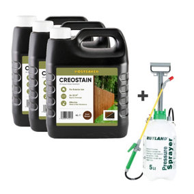 12L Creostain Fence Stain & Sprayer (Dark Brown) - Creosote / Creocote Substitute - Oil Based Wood Treatment (Free Delivery)