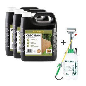 12L Creostain Fence Stain & Sprayer (Light Brown) - Creosote/Creocoat Substitute - Oil Based Wood Treatment (Free Delivery)