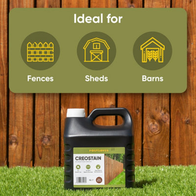 12L Creostain Fence Stain & Sprayer (Light Brown) - Creosote / Creocote Substitute - Oil Based Wood Treatment (Free Delivery) - 5