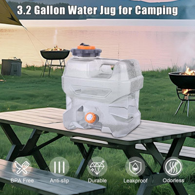 12L Water Container Clear Gray Emergency Water Storage with Spigot ...