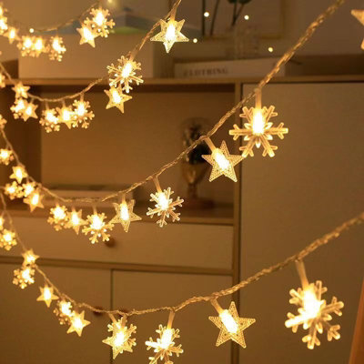 12M 100L Stars and Snowflakes Warm Light Solar LED Decoration Night Light