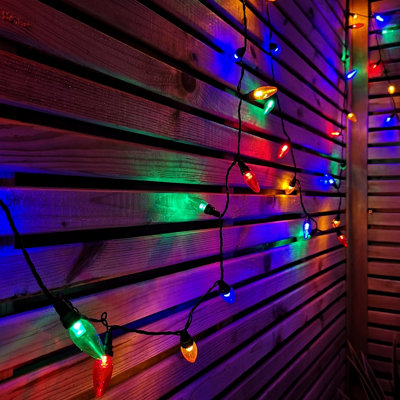 12m 120 LED Large Festoon Bulb Christmas String Lights in Multi-Coloured