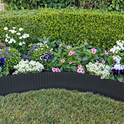 12m Black Corrugated Metal Garden Edging Roll