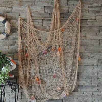 decorative fishing net with shells uk Fangoo 200cm x 150cm Beach Theme Decor for Party Home Living Room Bedroom Mediterranean Style Decor Wall Decor (Green+) : Fangoo Home & Kitchen Natural Fishing Net - Shells