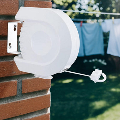 12m Retractable Clothes Reel Line Pvc Coated Dryer Washing Outdoor + Fixings New