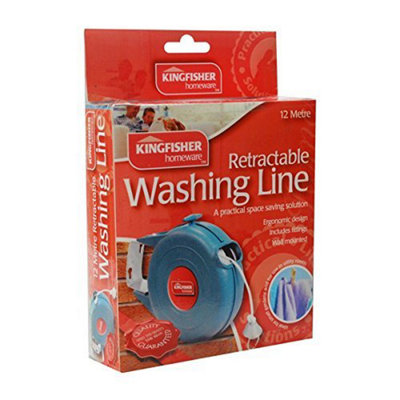 12m Retractable Clothes Washing Line, Single Line Compact and Wall ...