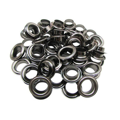 12mm Brass Eyelets with Washers, Rust-Proof Grommets, Gunmetal - 100pcs