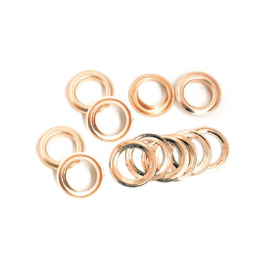 12mm Brass Eyelets with Washers, Rust-Proof Grommets, Rose Gold - 50pcs