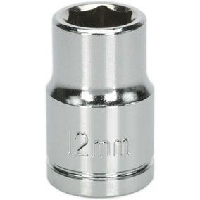 12mm Chrome Plated Drive Socket - 1/2" Square Drive - High Grade Carbon Steel